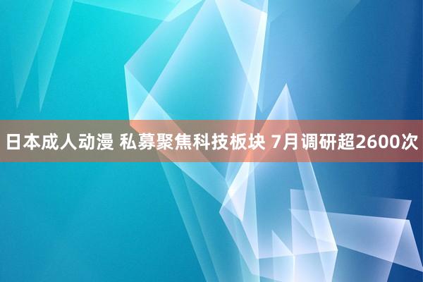 日本成人动漫 私募聚焦科技板块 7月调研超2600次