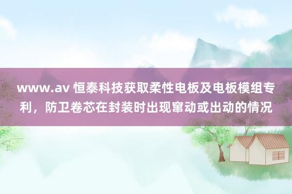 www.av 恒泰科技获取柔性电板及电板模组专利，防卫卷芯在封装时出现窜动或出动的情况