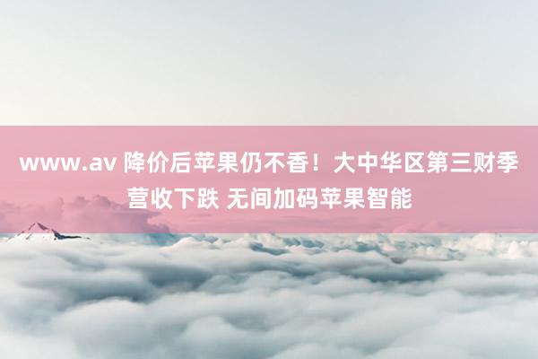 www.av 降价后苹果仍不香！大中华区第三财季营收下跌 无间加码苹果智能