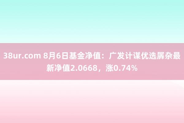 38ur.com 8月6日基金净值：广发计谋优选羼杂最新净值2.0668，涨0.74%