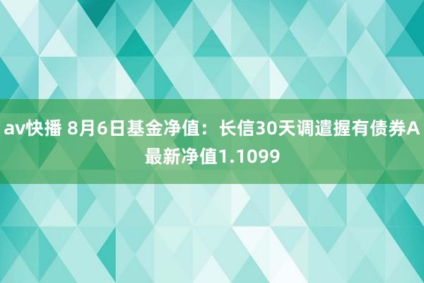 av快播 8月6日基金净值：长信30天调遣握有债券A最新净值1.1099