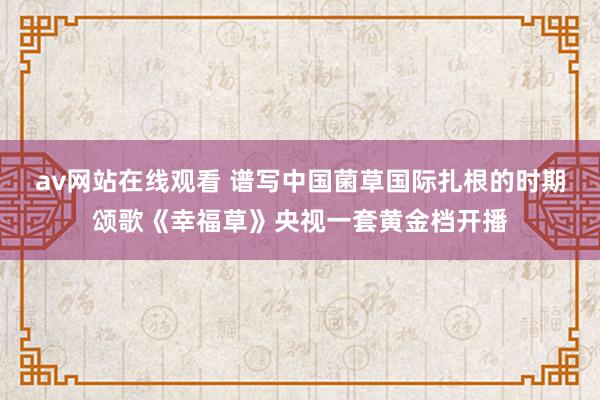 av网站在线观看 谱写中国菌草国际扎根的时期颂歌《幸福草》央视一套黄金档开播