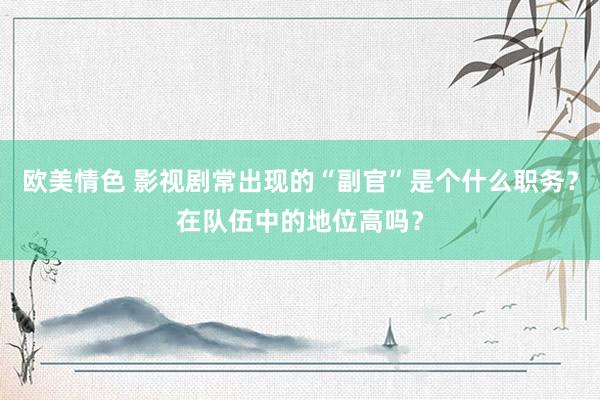 欧美情色 影视剧常出现的“副官”是个什么职务？在队伍中的地位高吗？